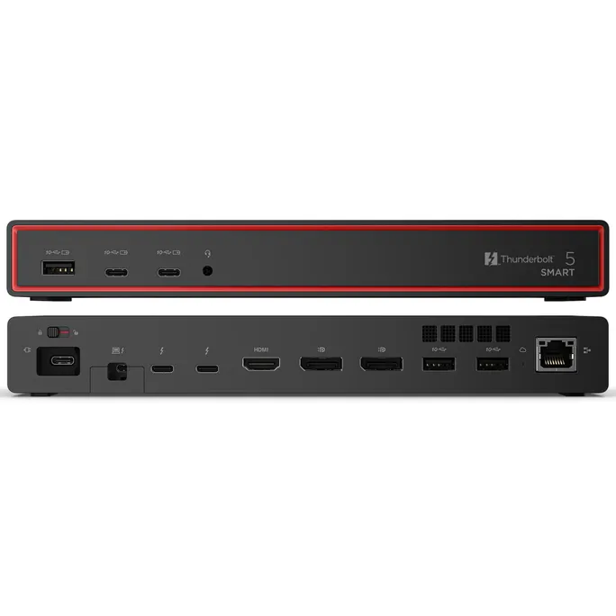 Lenovo ThinkPad Thunderbolt 5 Smart Dock 7500 - 8K/60Hz, 4K/240Hz, 2x DP, 1x HDMI, 2x TB5, 3x USB-A (10Gbps) 2x USB-C, 2.5 Gbit-LAN, 180W PD 3.1, 265W Netzteil