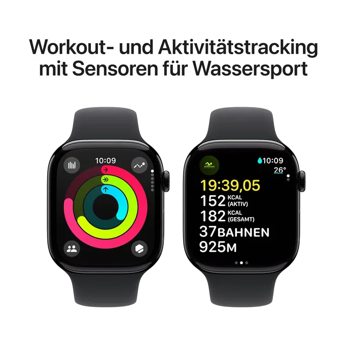 Apple Watch Series 10 LTE 46mm Diamantschwarz Aluminiumgehäuse mit schwarzem Sportarmband - M/L – Bild 4