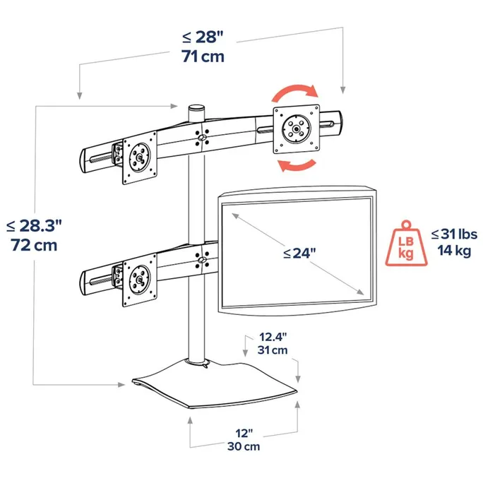 Ergotron DS100 Standfuß vier Monitore – Bild 4