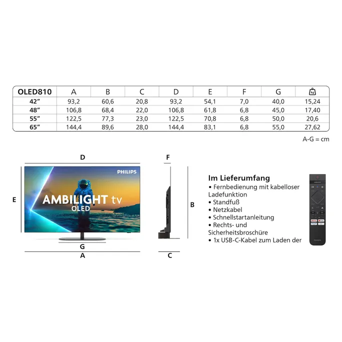 Philips 55OLED810/12 139cm 55" OLED 4K Ambilight Smart TV Fernseher Google TV™ – Bild 4