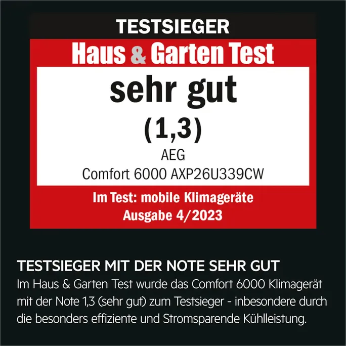 AEG AXP26U339CW Comfort 6000 Klimagerät 9.000 BTU Kühlleistung, 64 dB(A) – Bild 2