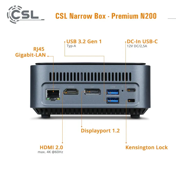 CSL Narrow Box Premium Mini-PC N200 16GB/500GB SSD Win11 – Bild 4