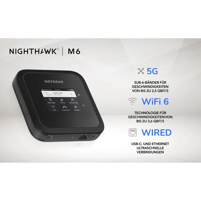 NETGEAR mobiler Hotspot-Router Nighthawk M6 5G WiFi 6 (MR6150) – der ultimative Reisebegleiter für schnelle, sichere Verbindungen mit bis zu 2,5 GBit/s – Teilen mit 32 Geräten – freigeschaltet, unterstützt internationales Roaming – Bild 2