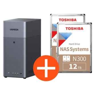 UGREEN NASync DH2300 NAS System 2-Bay 24TB inkl. 2x Toshiba NAS HDD N300 – 12TB
