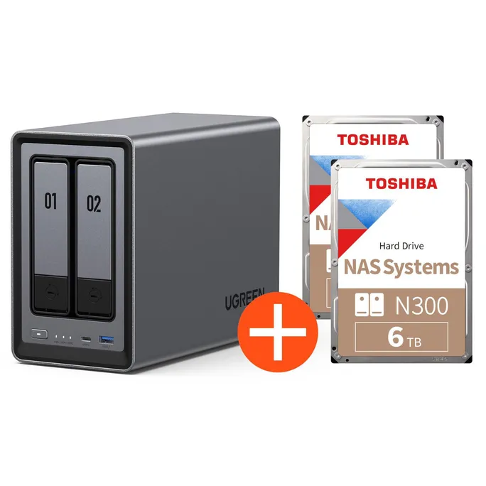 UGREEN NASync DXP2800 NAS System 2-Bay 12TB inkl. 2x Toshiba NAS HDD N300 – 6TB