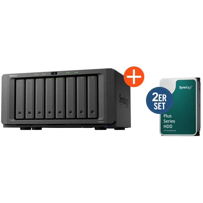 Synology Diskstation DS1825+ NAS System 8-Bay 24 TB inkl. 2x 12 TB Synology HDD HAT3310-12T