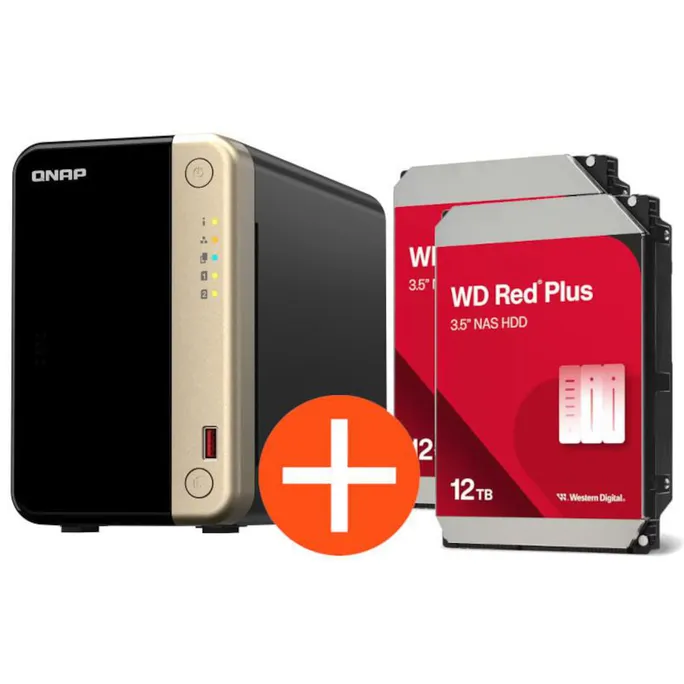 QNAP TS-264-8G NAS System 2-Bay 24TB inkl. 2x 12TB WD Red Plus WD120EFGX