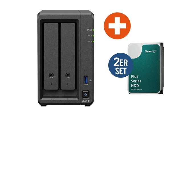 Synology Diskstation DS725+ NAS System 2-Bay 12TB inkl. 2x 6 TB Synology HDD HAT3300-6T