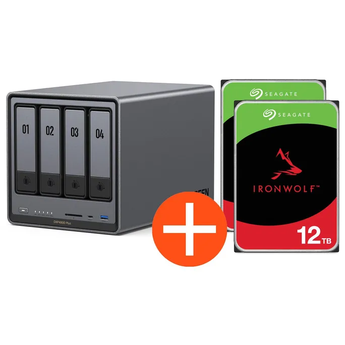 UGREEN NASync DXP4800 Plus NAS System 4-Bay 24TB inkl. 2x Seagate IronWolf ST12000VN0008 12 TB