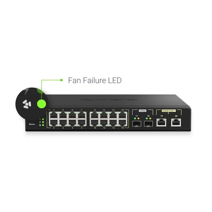 QNAP QSW-M2116P-2T2S 90 Watt 10GbE PoE++ und 30 Watt 2,5GbE PoE+ Managed Switch – Bild 4