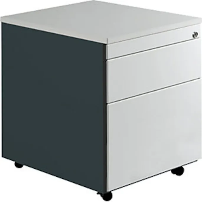 Schubladencontainer, Rollen, 579x600, 1 Schub, 1 Hängereg., anthr./lichtgrau