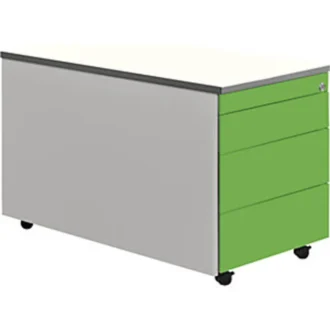 Schubladencont. m.Rollen, 529x800, Kunststoffpl., 3 Schubl. alu/gelbgrün/weiß