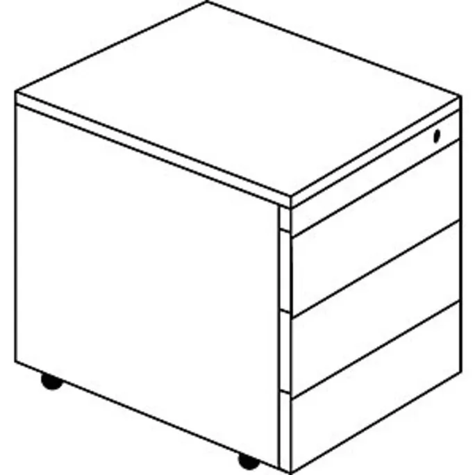 Schubladenrollcontainer, HxT 570x600 mm, Stahlplatte, 3 Schubl., lichtgrau – Bild 4