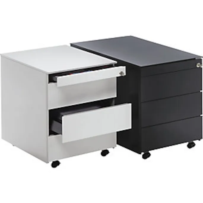 Schubladenrollcontainer, HxT 570x600mm, Stahlpl., 3 Schubl.,anthrazit/lichtgrau – Bild 2