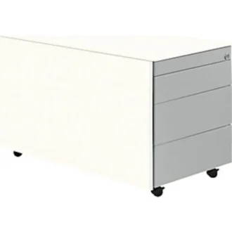 Schubladencontainer m. Rollen, 520x800, Stahlpl., 3 Schübe, weiß/alu
