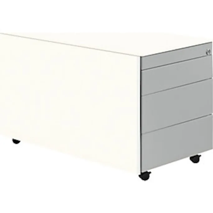 Schubladencontainer m. Rollen, 520x800, Stahlpl., 3 Schübe, weiß/alu