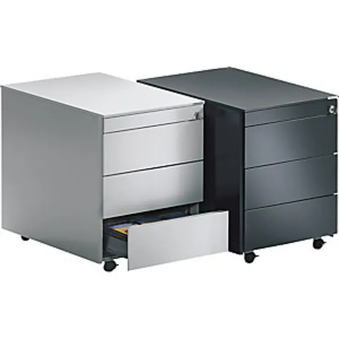 Schubladencontainer mit Rollen, 570x800mm, Stahlplatte, 3xSchublade, weiß/grün – Bild 2