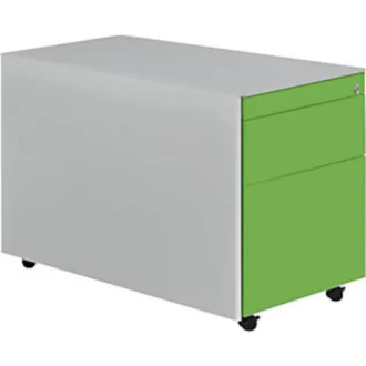 Schubladencontainer mit Rollen, 570x800, 1 Materials., 1 Hängereg, alu/gelbgrün