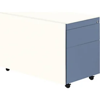 Schubladencontainer mit Rollen, 570x800, 1 Materials., 1 Hängereg., weiß/blau
