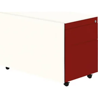 Schubladencontainer mit Rollen, 570x800mm, 1 Materials., 1 Hängereg., weiß/rot