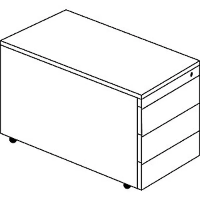Schubladencontainer m.Rollen, 573x800, HPL-Vollkernpl., 3 Schubl.,weiß/alu/weiß – Bild 2