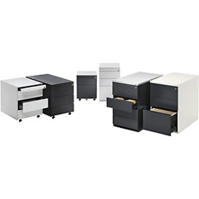 Schubladencontainer, 720x800, 2 Materials., 1 Hängereg., weiß/anthrazitgrau – Bild 3