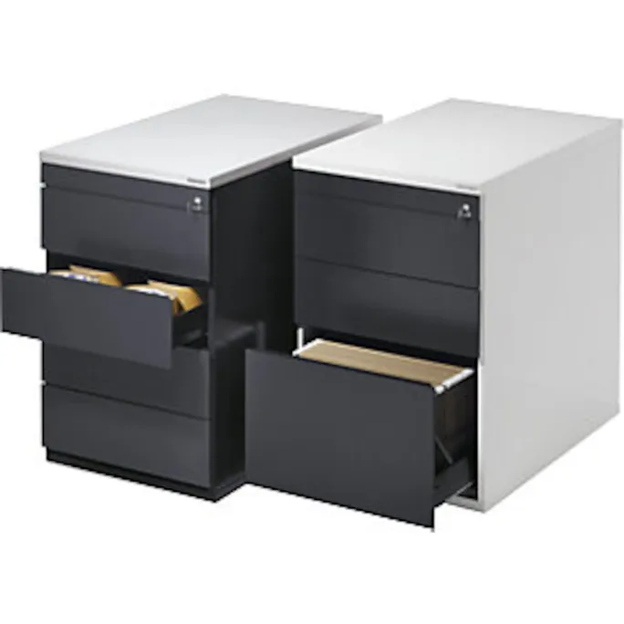 Schubladencontainer,720x800mm, 2xMaterialschub, Hängeregistratur, weiß/grau – Bild 2