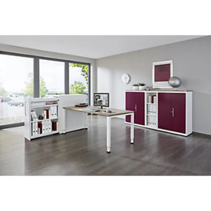 Hochauszugschrank, Thekenelement rechts stehend, Höhe 1025 mm, anthrazitgrau – Bild 2