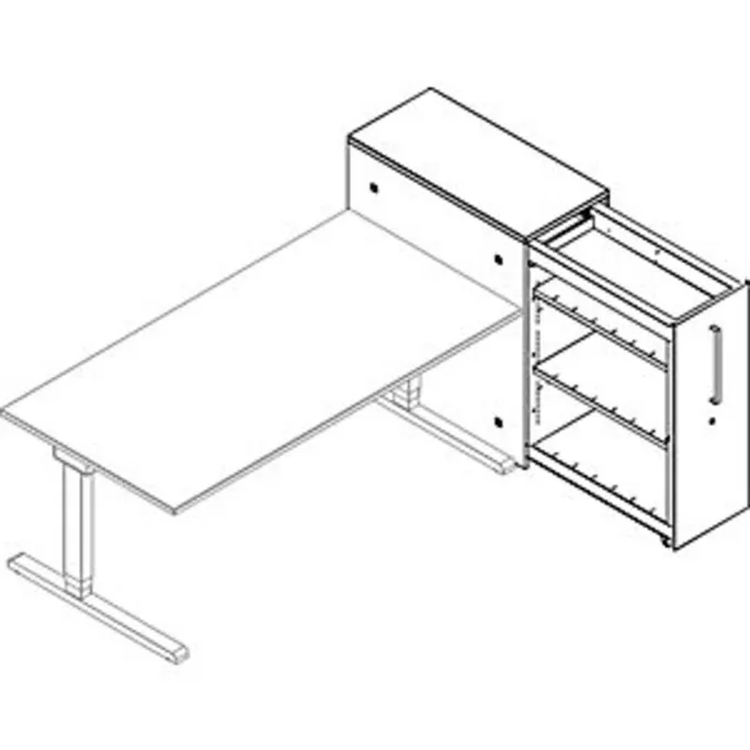 Hochauszugschrank, Thekenelement rechts stehend, Höhe 1025 mm, anthrazitgrau – Bild 3