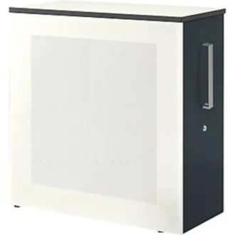 Hochauszugschrank, Thekenelement rechts stehend, H 1025 mm, weiß/anthrazitgrau