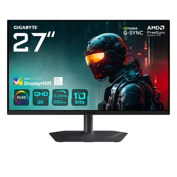 GIGABYTE MO27Q2A 27 Zoll WQHD QD-OLED 16:9 280 Hz Gaming Monitor